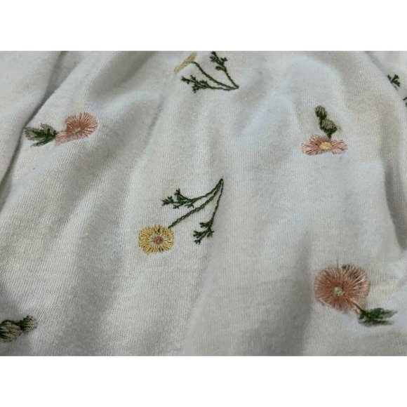 Coco Jaimeson White Embroidered Flowers Floral Short Sleeve Ruffle Top Blouse XL - Picture 9 of 11